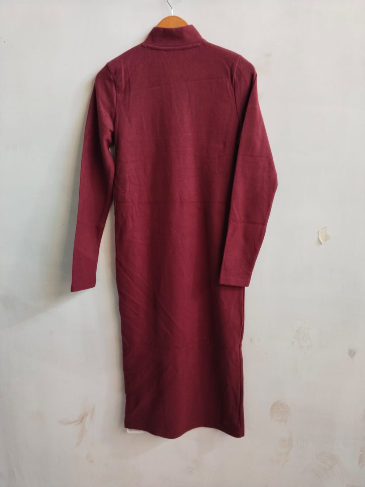 ASOS DESIGN|S|BUST 18|MAROON MOCK NECK RIBBED MIDI DRESS