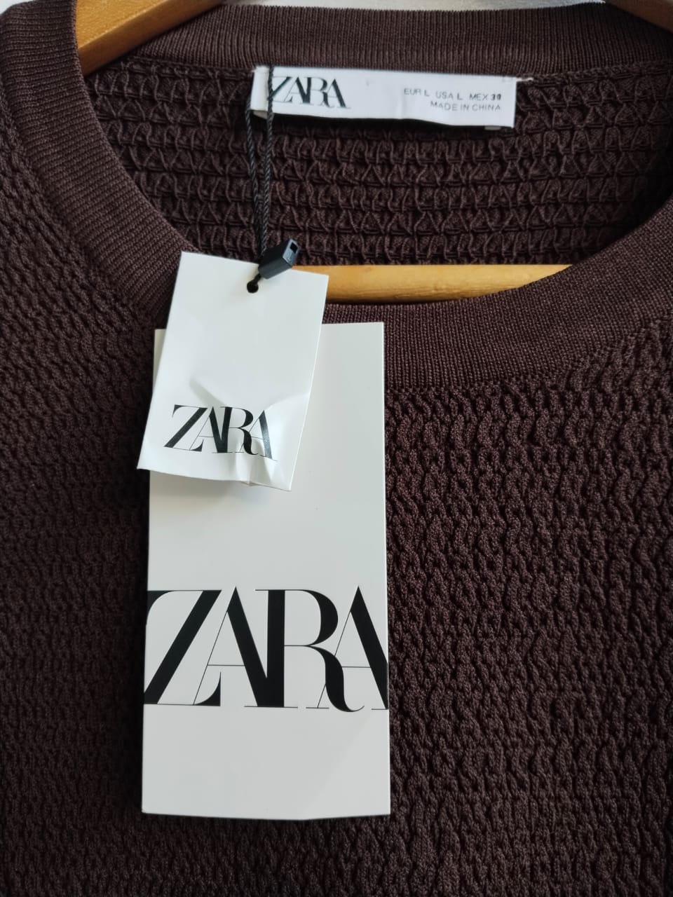 ZARA|L|BUST 16|ORGANZA COMBINATION SLEEVES KNIT TOP