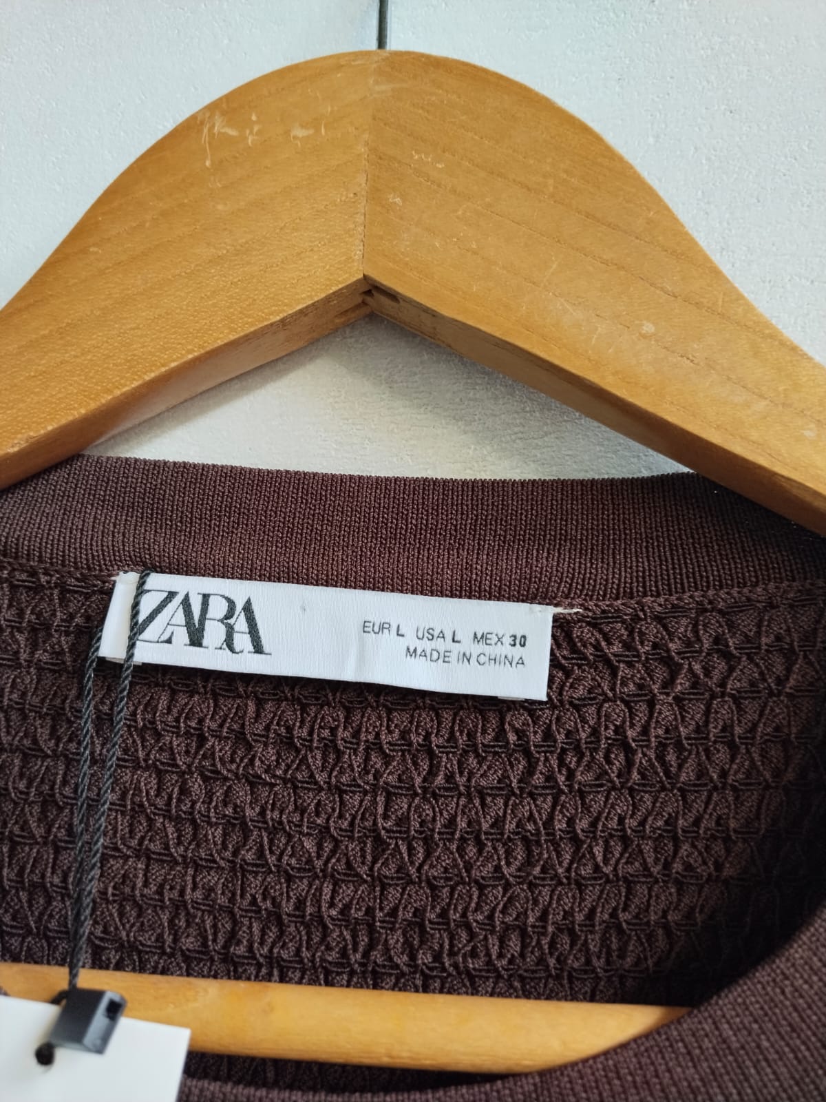 ZARA|L|BUST 16|ORGANZA COMBINATION SLEEVES KNIT TOP