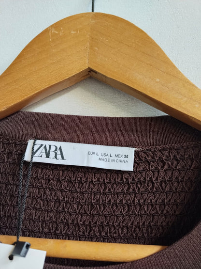 ZARA|L|BUST 16|ORGANZA COMBINATION SLEEVES KNIT TOP