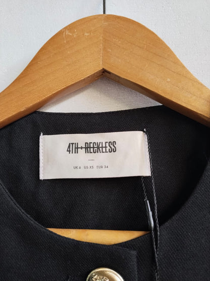 4TH RECKLESS|XS|BUST 22|BLACK CROPPED JACKET WITH GOLD BUTTONS