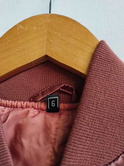 MAUVE SATIN BOMBER JACKET|S/M|BUST 19