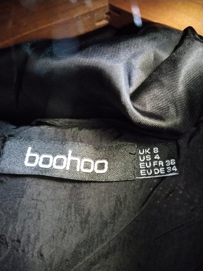 BOOHOO|S|BUST 19|Petite Luxe Faux Fur Hood Sporty Cropped Coat