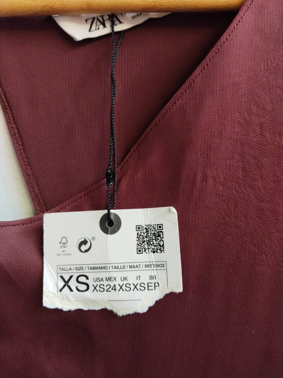 ZARA|XS|BUST 15|MAROON RED ASYMMETRICAL MIDI DRESS