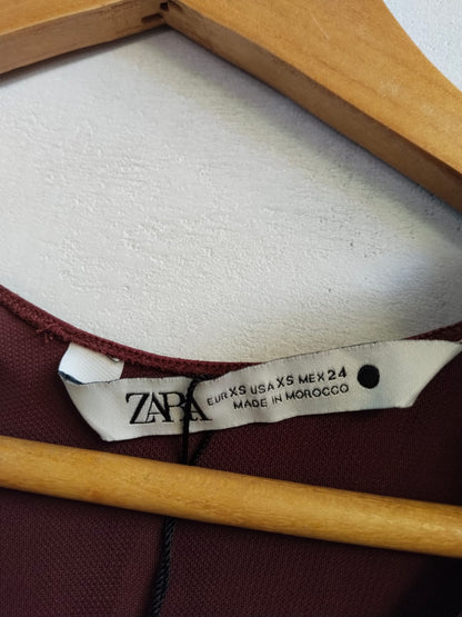 ZARA|XS|BUST 15|MAROON RED ASYMMETRICAL MIDI DRESS