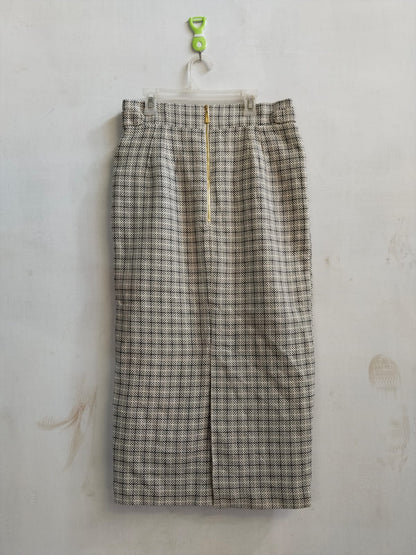 MARK&SPENCER|M|WAIST 30| TWEED PLAID PENCIL MIDI SKIRT
