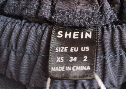 SHEIN|XS|WAIST 24| NAVY BLUE WIDE-LEG TRACK PANTS