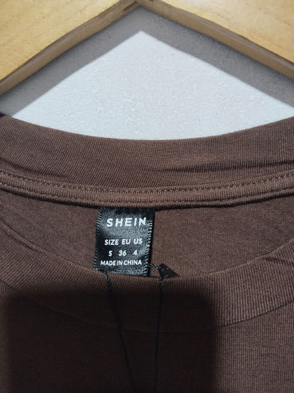 SHEIN|S|BUST 15|LUNE CREW NECK LONG SLEEVE MAXI MOCHA BROWN DRESS