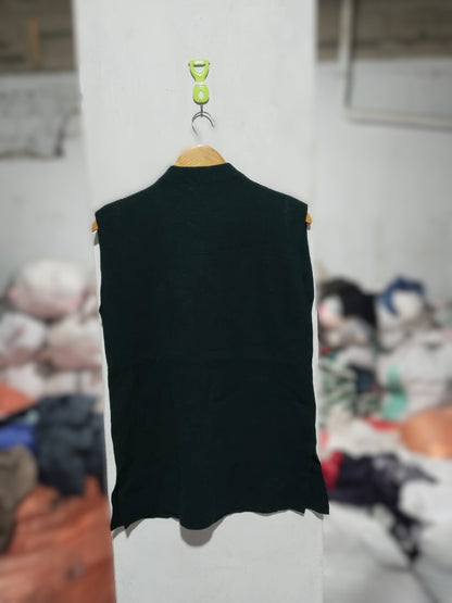 ZARA|S|BUST 18|SHOULDER PAD KNIT HIGH COLLAR SLEEVELESS TOP