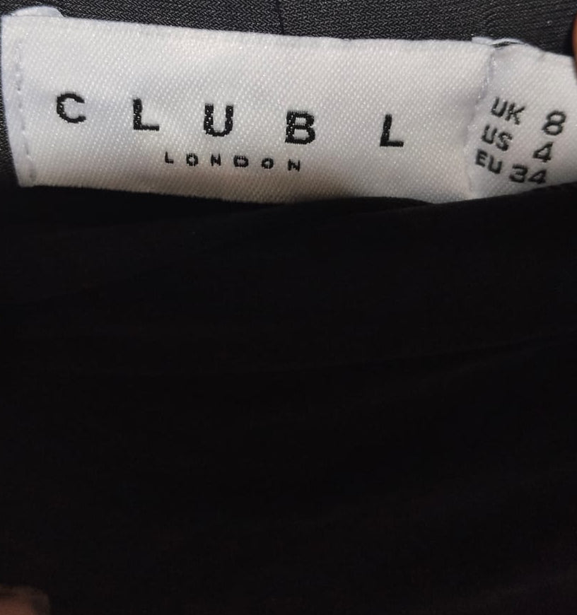 CLUB L LONDON|S|BUST 11|BLACK SQUARE NECK RUCHED LONG SLEEVE MAXI DRESS