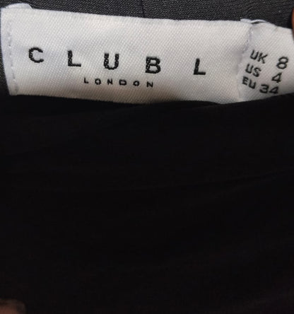 CLUB L LONDON|S|BUST 11|BLACK SQUARE NECK RUCHED LONG SLEEVE MAXI DRESS