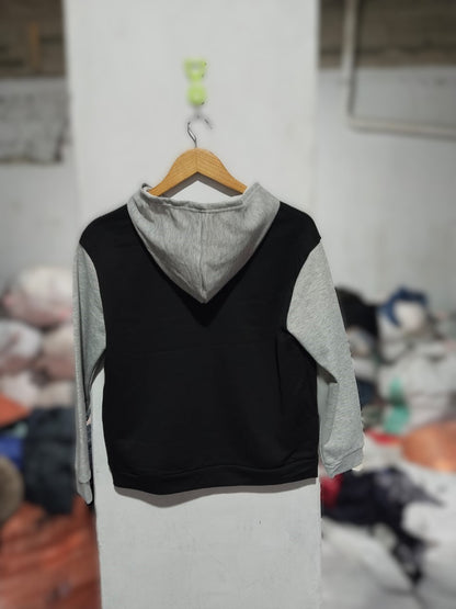 SHEIN|S|BUST 18| BLACK AND GREY TWO TONE ZIP UP DRAWSTRING HOODIE