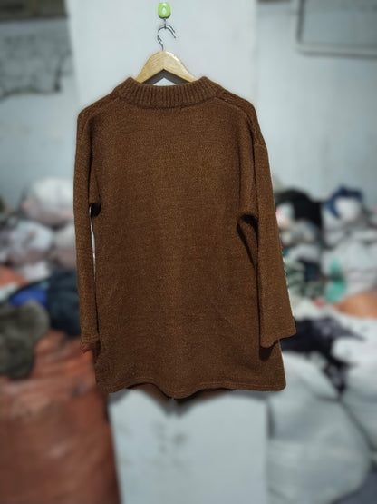 CHERRY BERRY|XL|BUST 22|BROWN TEXTURED KNIT CARDIGAN