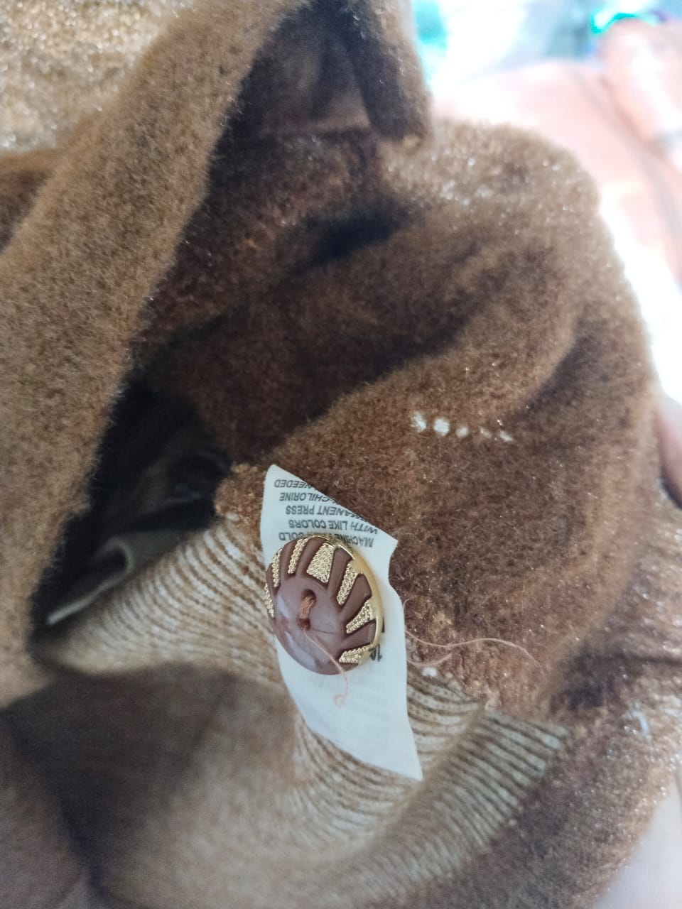 CHERRY BERRY|XL|BUST 22|BROWN TEXTURED KNIT CARDIGAN