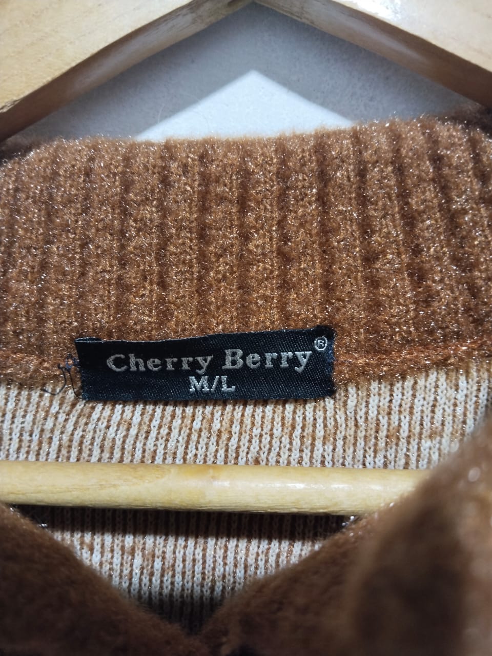 CHERRY BERRY|XL|BUST 22|BROWN TEXTURED KNIT CARDIGAN