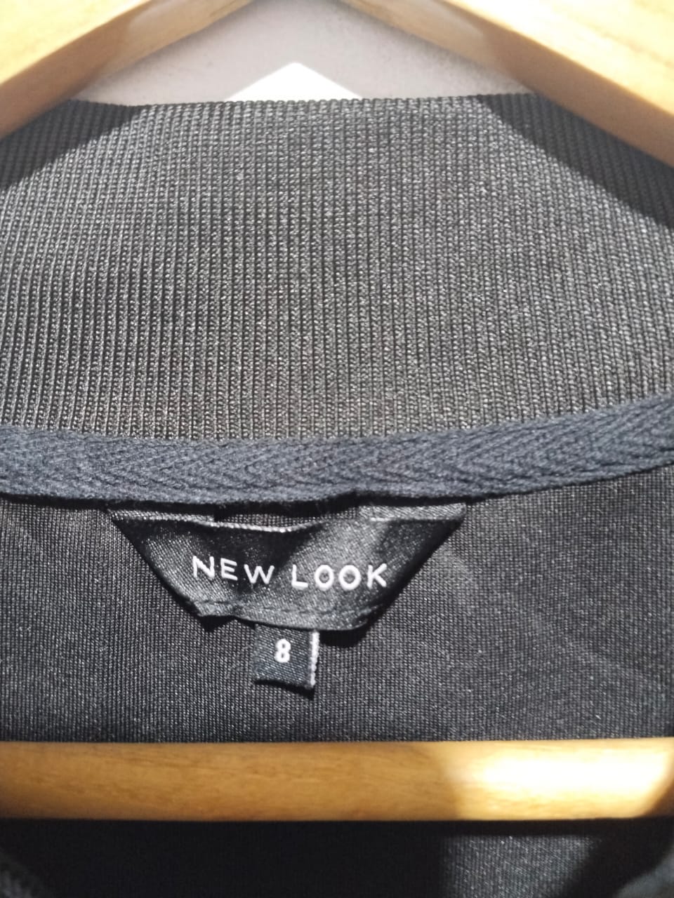 NEWW LOOK |XS/S|BUST 16| BLACK ZIP-UP TRACK JACKET WITH WHITE SLEEVE STRIPES