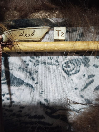 ALEXO|S|BUST 15|LEOPARD PRINT FAUX FUR TRIM MINI DRESS