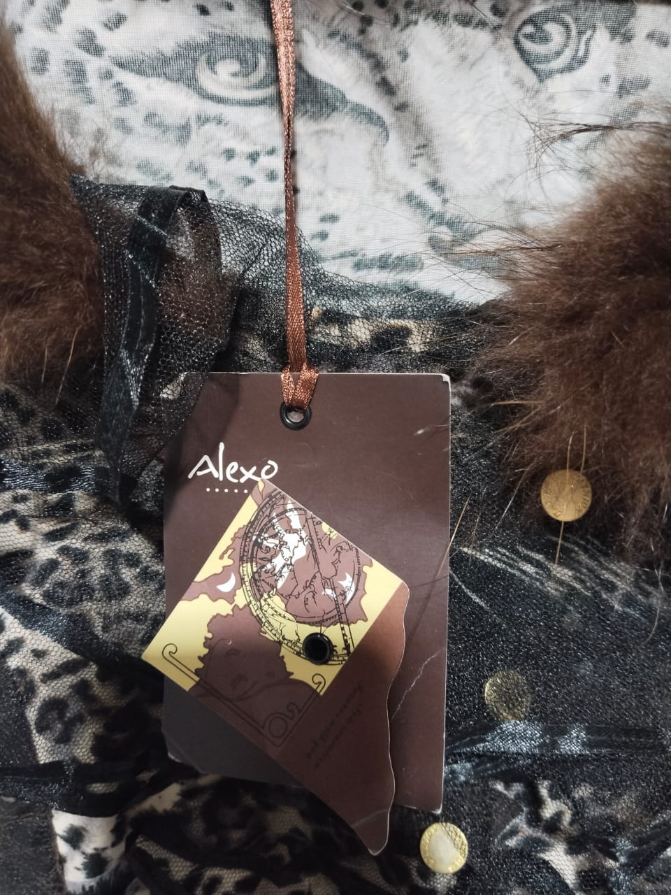 ALEXO|S|BUST 15|LEOPARD PRINT FAUX FUR TRIM MINI DRESS