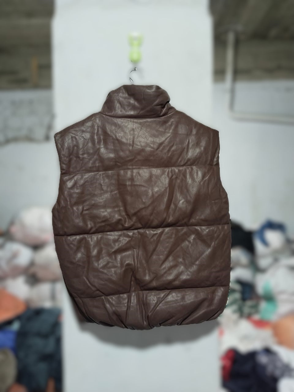 PRIMARK|XS/S|BUST 20|Brown Faux Leather Puffer Vest
