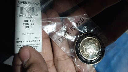 RIVER ISLAND|M|BUST 19| Black Double-Breasted Coat With Faux Fur Trim