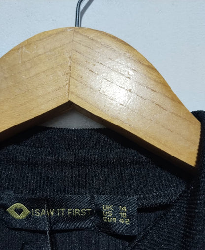 I SAW IT FIRST|L|BUST 18|Black, Short-Sleeved, Collared Midi Dress