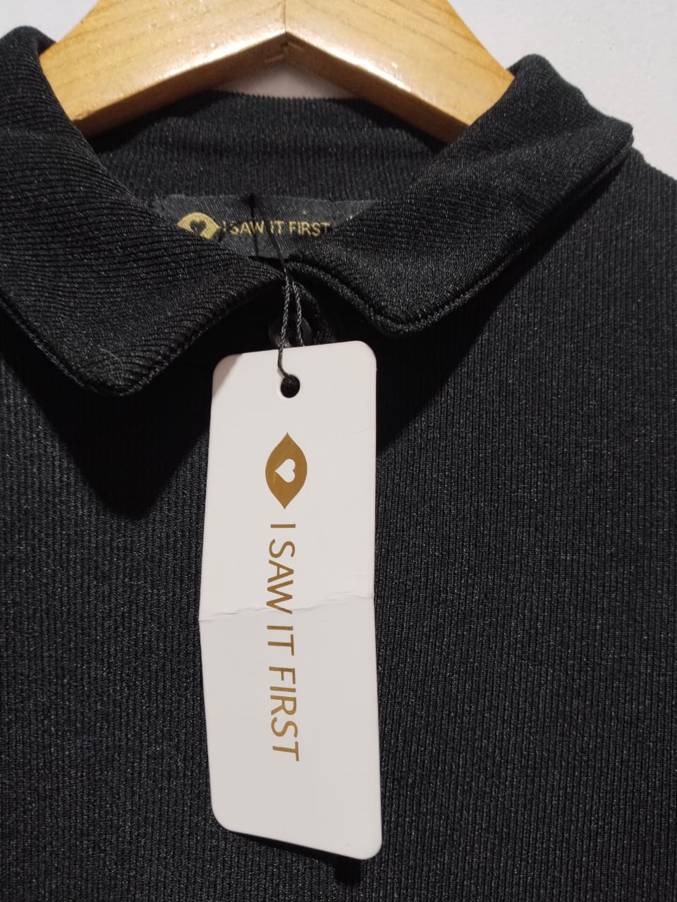 I SAW IT FIRST|L|BUST 18|Black, Short-Sleeved, Collared Midi Dress