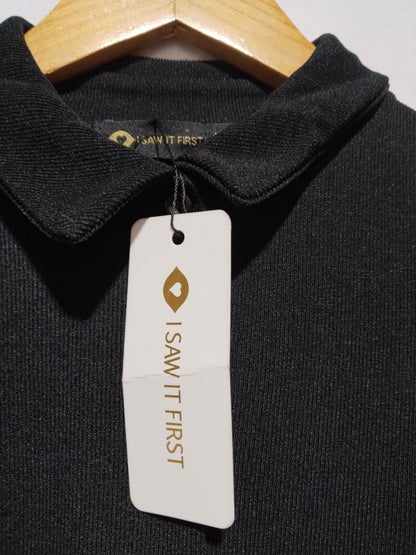 I SAW IT FIRST|L|BUST 18|Black, Short-Sleeved, Collared Midi Dress