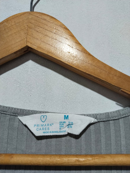 PRIMARK|M| GREY RIBBED SHORT SLEEVE MIDI DRESS