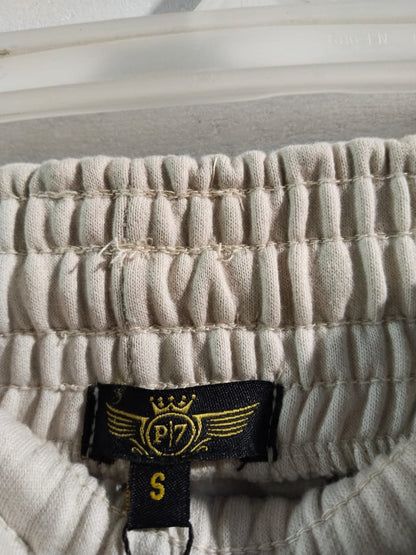 P/7|S|WAIST 24|BEIGE ELASTIC WAIST WIDE LEG TROUSERS