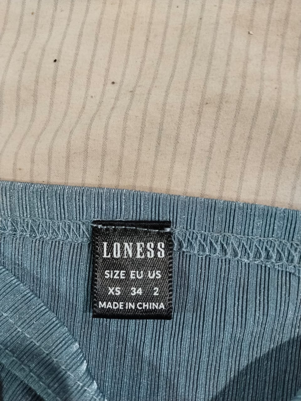 LONESS|XS|BUST 10| LIGHT BLUE RIBBED KNIT TUBE TOP