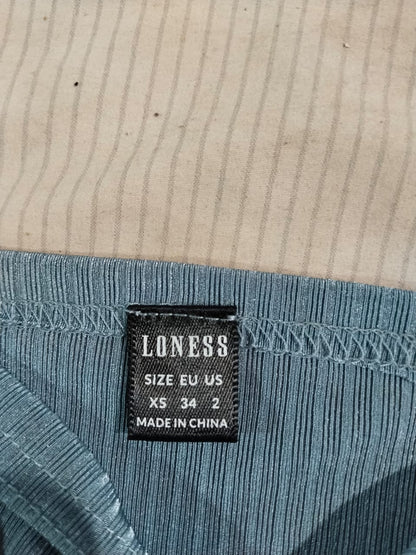 LONESS|XS|BUST 10| LIGHT BLUE RIBBED KNIT TUBE TOP