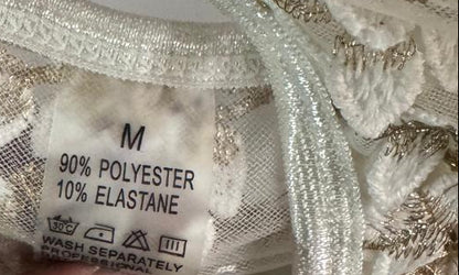 White FLoral Embroidered Chain-Linked Teddy Bodysuit|M