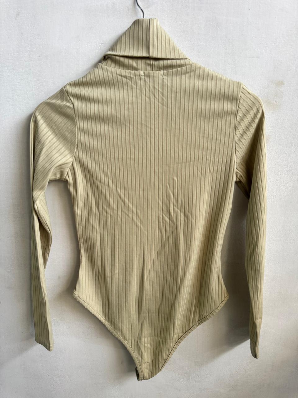 MISSPAP|M|BEIGE RIBBED TURTLENECK BODYSUIT