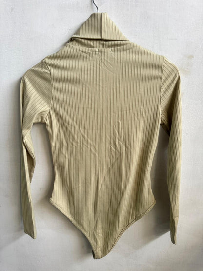 MISSPAP|M|BEIGE RIBBED TURTLENECK BODYSUIT