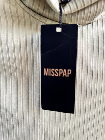 MISSPAP|M|BEIGE RIBBED TURTLENECK BODYSUIT