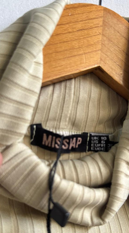 MISSPAP|M|BEIGE RIBBED TURTLENECK BODYSUIT