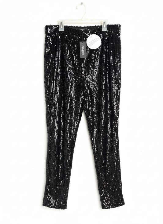 BOOHOO|L|WAIST 32|Boohoo Black Sequin Trousers