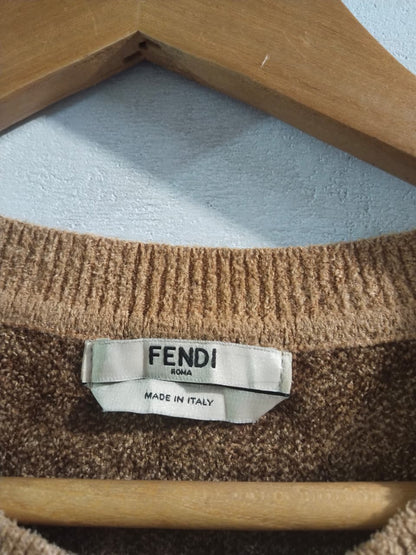 FENDI|S|BUST 15|FF-Logo Knitted Midi Dress