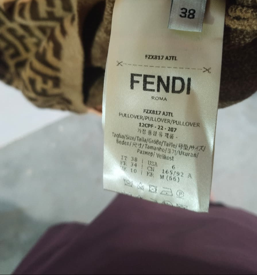 FENDI|S|BUST 15|FF-Logo Knitted Midi Dress