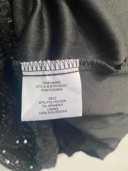 CRYSTAL SKY|M|BUST 17|BLACK SEQUIN LONG SLEEVE DRESS