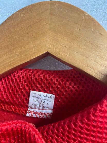 Red Ruffled Bodysuit With A High Neckline|M|BUST 15