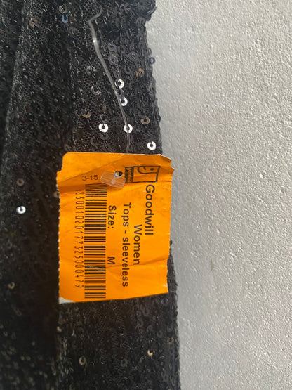 ACW|S/M|BUST 14| BLACK SEQUIN SLEEVELESS TOP