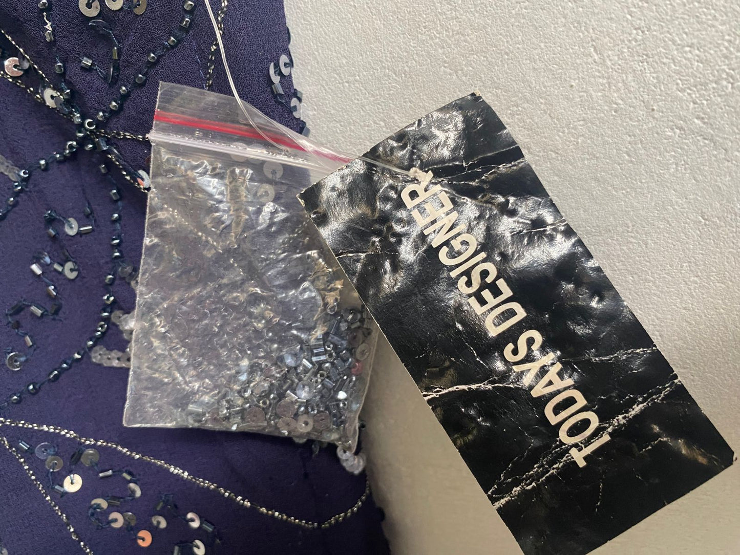 TODAYS DESIGNER|XXL|BUST 20|NAVY BLUE BEADED HIGH NECK SLEEVELESS TOP