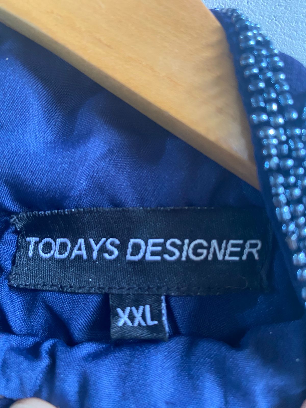 TODAYS DESIGNER|XXL|BUST 20|NAVY BLUE BEADED HIGH NECK SLEEVELESS TOP