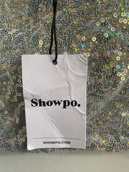 SHOWPO|M|BUST 17|STRAPPY SEQUIN CROP CAMI TOP IN SILVER