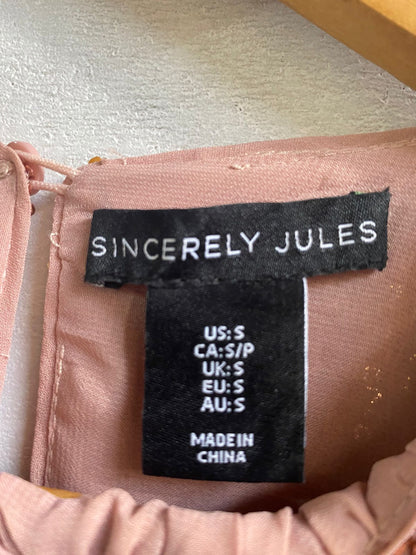 SINCERELY JULES|S|BUST 18|ROSE GOLD SEQUIN LONG SLEEVE CROP TOP