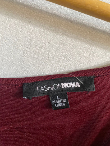 FASHION NOVA|L|BUST 19|BURGUNDY SEQUIN LONG SLEEVE BODYCON MINI DRESS