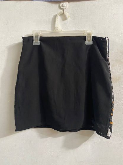 MAY & JULY|S|WAIST 28|BLACK AND GOLD SEQUIN MINI SKIRT