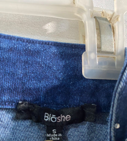 BIASHE|S|WAIST 24|BLUE DENIM POLKA DOT MINI SKIRT