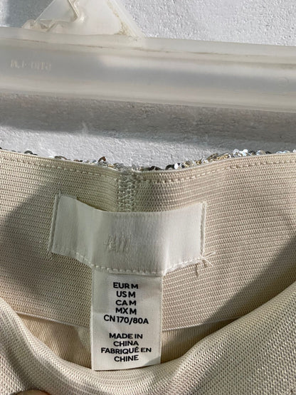 H&M |M|WAIST 30|GOLD SEQUIN ELASTICATED WAIST WIDE LEG TROUSERS